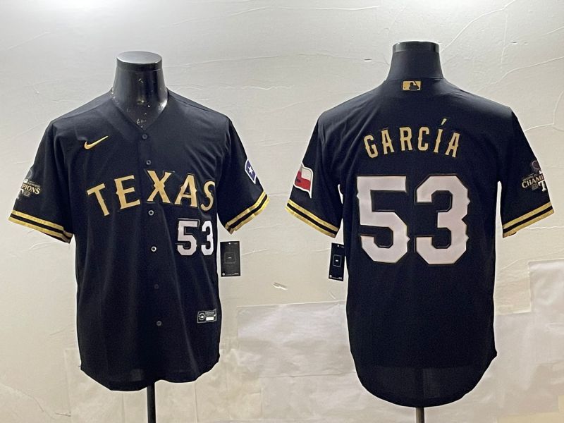 Men Texas Rangers #53 Garcia Black Gold Game 2025 Nike MLB Jersey style 2->texas rangers->MLB Jersey